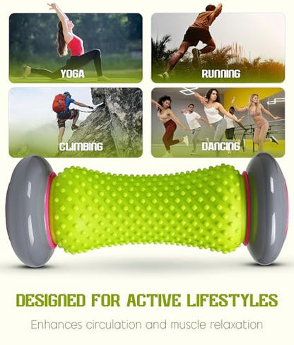 Foot Roller Massager for Plantar Fasciitis Relief, Neuropathy, Reflexology Trigger Point Foot Massager Roller, Feet Rollers with Spike Ball to Relieve Stress and Tight Muscles, Deep Tissue Massage