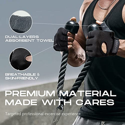 LIFECT Essential Breathable Workout Gloves, Weight Lifting Fingerless Gym Exercise Gloves with Curved Open Back, for Powerlifting, Women and Men