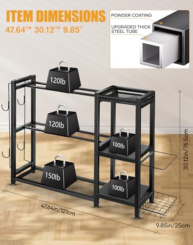 Dumbbell Rack Stand Only - Adjustable Weight Rack for Home Gym, Heavy-Duty Weight Stand for Dumbbells Kettlebells