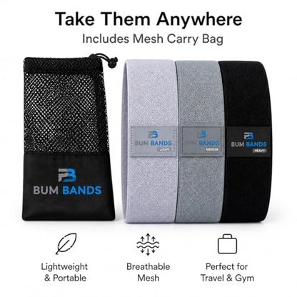Bum Bands Resistance Bands Set for Glutes, Hips & Thighs – Fabric Booty Bands for Women, Workout Bands for Legs & Home Gym, Exercise Resistance Bands for Working Out, Fitness Equipment