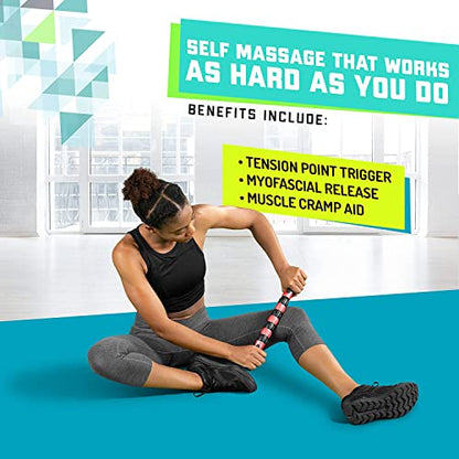 Elite Massage Roller Stick Targets Sore, Tight Leg Muscles to Prevent Cramps and Release Tension. It's Sturdy, Lightweight, Smooth Rolling and Thankfully This Lifesaver has Comfortable Handles.Red - color: Red