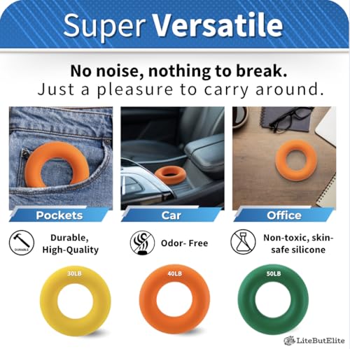 Silicone Ring Grip Strength Trainer Kit - Effective Forearm Strengthener for Hand and Finger Exercise, Ideal Exercisers for Gripper Strength and Flexibility
