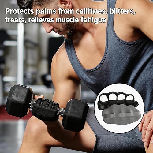Anti-Slip Workout Grips, Charcoal Gray Gym Grips for Men Women, Anti-Slip Palm Protector Pads for Weight Lifting, Deadlift, Pull Up Bar, Strength Training