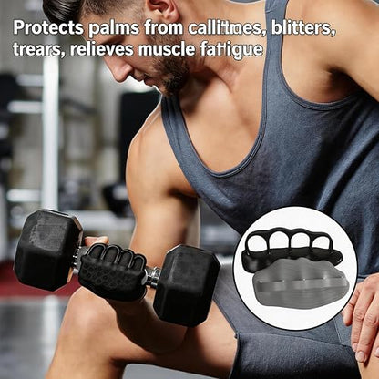 Anti-Slip Workout Grips, Charcoal Gray Gym Grips for Men Women, Anti-Slip Palm Protector Pads for Weight Lifting, Deadlift, Pull Up Bar, Strength Training