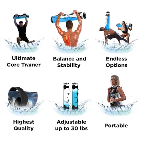 Tidal Tank Tube - The Original Aqua Bag - Water Weight Bag up to 79 lbs - Adjustable Workout Sand Bags Weights Alternative - Portable Sandbag Fitness Equipment Set, Home Exercise Gym - Including App