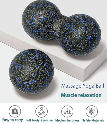 Peanut Massage Ball - Double Lacrosse Massage Ball & Mobility Ball for Physical Therapy - Deep Tissue Massage Tool for Myofascial Release, Muscle Relaxer, Acupoint Massage