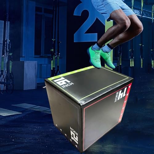 Jumping Exercise Box, 30x35x40cm (11.8x13.8x15.7 in) Strength Training Box for Gym Workout, Multifunctional PVC Plyo Box for Home Fitness