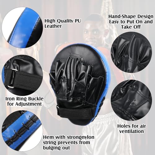 Gemscream 10 In1 Punching Mitts Kick Pad Set Taekwondo Pads Boxing Mitts Focus Pads Boxing Gloves Safety Head Guard Wrist Band for Kickboxing, Karate, Muay Thai, MMA Training - color: Blue