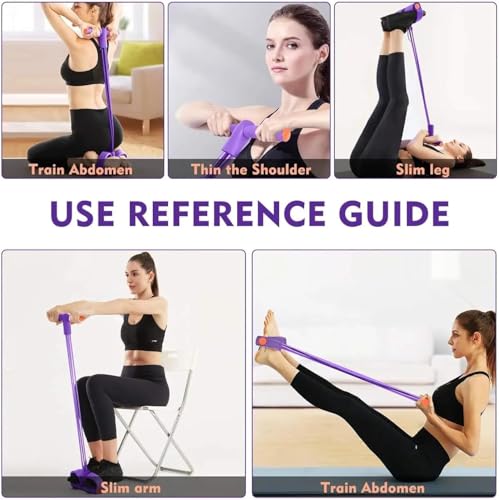 Multifunctional 6 Tube Elastic Yoga Resistance Bands for Waist Arm Leg Stretching, Affordable Training Aid, Latest Upgrade Sit Up Exercise Equipment for Women Men (Purple) - color: Purple;