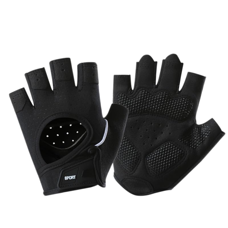 Fingerless-Gym-Gloves for Men Women - Breathable Anti-Slip Fitness Gloves for Pull Up, Dumbbells, Cycling