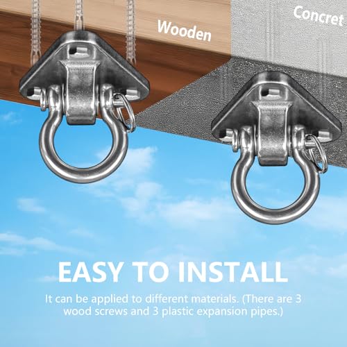 2 Bearing Swing Hangers Heavy Duty 304 Stainless Steel 1500LB Capacity 180°for Yoga Porch Swing Seat Sandbag, Gym