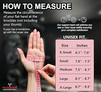 FITNESS FORCE Breathable Workout Gloves for Men and Women, Padded Weight Lifting Gloves with Full Palm Protection for Grip, Exercise, Cycling, Gym, Fitness Training
