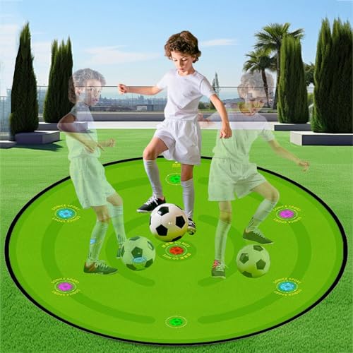 Smart Soccer Training Mat with 7 Lights, 2 in 1 Football Footstep Training Mat Improve Strength Agility Coordination, Indoor Outdoor Football Assist Carpet with 7 Modes for Kids Adults Fitness