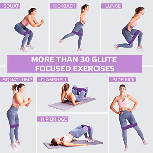 Exercise Band for Legs and Butt with Free 4-Week Booty Workout Program - Fabric Resistance Loop Bands Set for Strength Training, Home Gym, Fitness