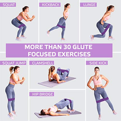 Exercise Band for Legs and Butt with Free 4-Week Booty Workout Program - Fabric Resistance Loop Bands Set for Strength Training, Home Gym, Fitness