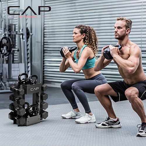 CAP Barbell Dumbbell and Kettlebell Storage Rack - Compact Weight Storage for Home Gym