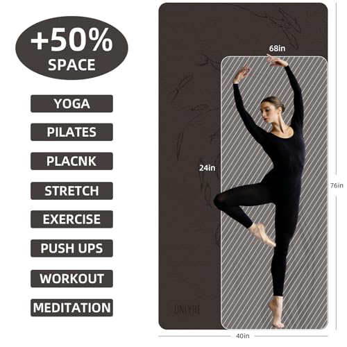 Extra Wide Yoga Mat 76"x40"x10mm TPE Double-Width Exercise Mat for Couples, Tall Yogis & Home Workouts, Non-Slip, Free of PVC & Latex - color: Brown + Beige