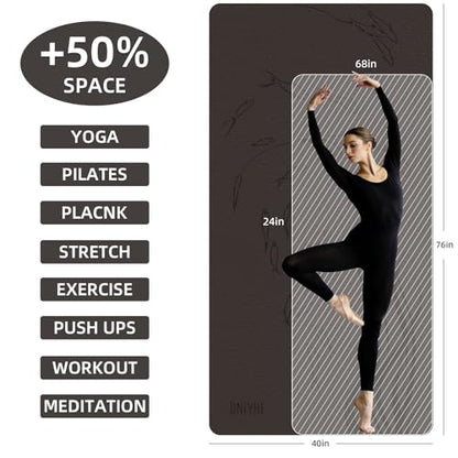 Extra Wide Yoga Mat 76"x40"x10mm TPE Double-Width Exercise Mat for Couples, Tall Yogis & Home Workouts, Non-Slip, Free of PVC & Latex - color: Brown + Beige