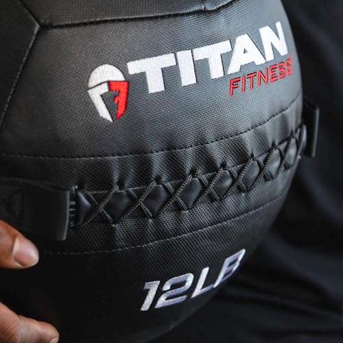 Titan Fitness Soft Shell Medicine Wall Ball, Cross-Texture Grip - size: 8 lb