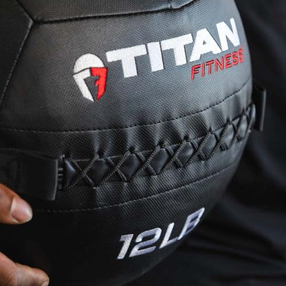 Titan Fitness Soft Shell Medicine Wall Ball, Cross-Texture Grip - size: 8 lb