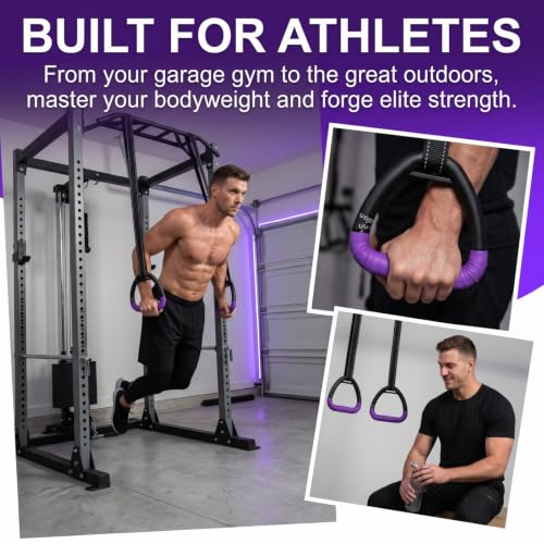 Gymnastic Rings, Gymnastic Rings Equipment, Pull-up Gymnastic Rings, Home Gymnastic Rings no-Punch bar Lanyard for Training Workouts - color: Purple