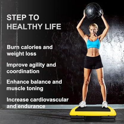 Exercise Workout Aerobic Step Platform Trainer, 28.5" Aerobic Stepper with 4"-6"-8" Adjustable Height Risers