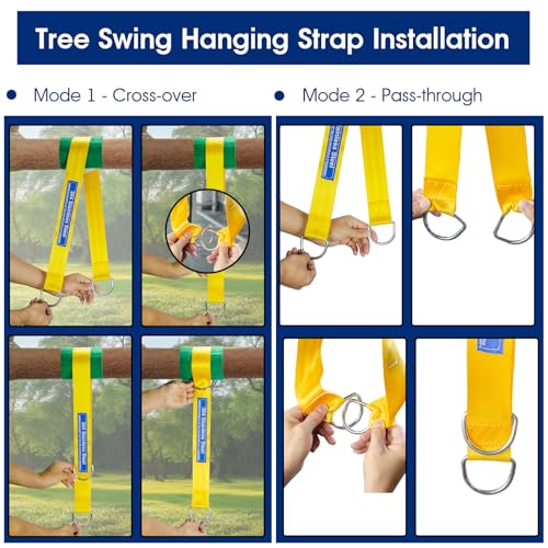 Safe Tree Swing Straps Hanging Kit with Two Alloy Carabiners 2,200lb Breaking Strength Easy and Fast Installation Swings or Hammocks (10ft-Single)