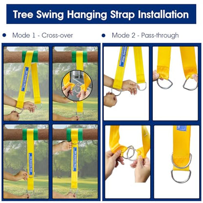 Safe Tree Swing Straps Hanging Kit with Two Alloy Carabiners 2,200lb Breaking Strength Easy and Fast Installation Swings or Hammocks (10ft-Single)