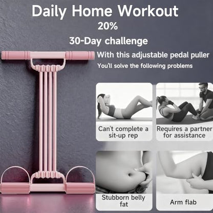 3 in 1 Adjustable Pedal Resistance Band, 8-Tube Multifunction Tension Rope, Natural Latex sit-up Trainer Resistance Band Suitable for Fat Loss and Full-Body Shaping Workout - color: 8-Tube Purple