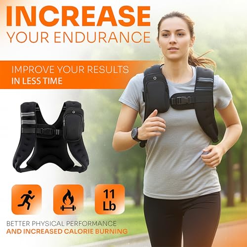 Running Weighted Vest Woman for Walking & Cardio - 12 Lb Strength Training Weight Vests with Reflective Straps, Pocket, and Even Iron Sand Distribution for Fitness, Running & Workout