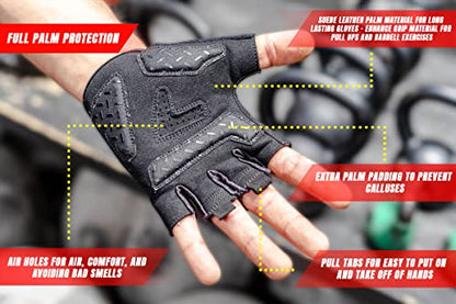 Max Grip Weight Lifting Workout Gloves for Gym Lifting, Biking, Fitness Training | Lightweight, Breathable, Non Slip | Men and Women