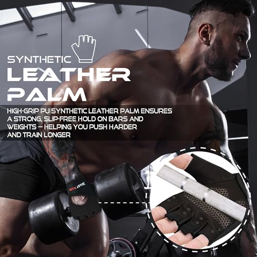 Workout Gloves for Men & Women - Fingerless Gym Gloves with Palm Protection, Breathable & Lightweight for Weightlifting, Cycling & Pull Up