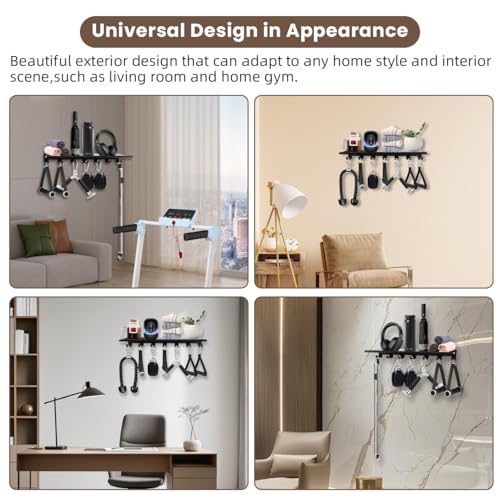 Floating Shelf Organizer Compatible with Tonal Accessories Home Gym Weight wall Storage Equipment Hanger Metal Rack Holder Wall Mount with Hooks T-Lock Adapters Bracket Hanger Workout (Floating Shelf)