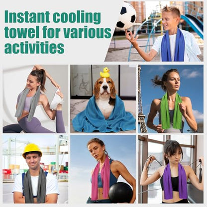 Cooling Towels Pack of 30, 40"*12" Neck Cool Towel Bulk, Cold Towels for Neck and Face, Cooling Rags Sports Towel for Hot Weather, Running, Soccer, Yoga, Gym, Golf - color: 10green/10red/10purple