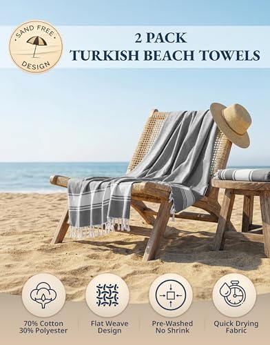 LANE LINEN Beach Towel, 2 Pack Beach Towels Oversized, 39"x71", XL - Alloy - color: 17: Alloy, size: Pack of 2