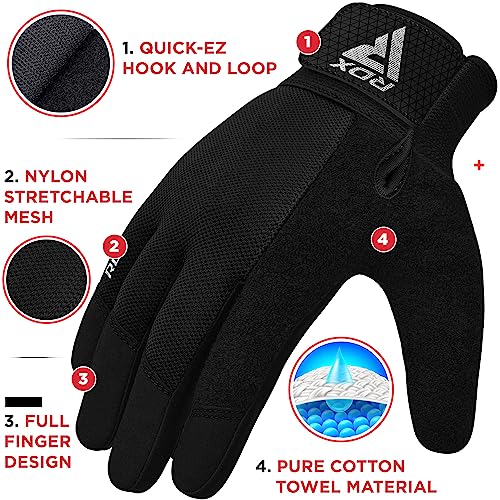 RDX Weight Lifting Gloves Gym Workout, Full Finger Touch Screen, Breathable Anti Slip Padded Palm Protection, Fitness Strength Training Powerlifting HIIT WOD Exercise, Men Women Home Gym Cycling - color: BLACK, size: Small