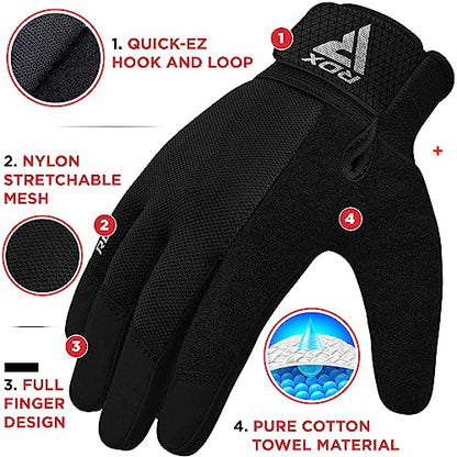 RDX Weight Lifting Gloves Gym Workout, Full Finger Touch Screen, Breathable Anti Slip Padded Palm Protection, Fitness Strength Training Powerlifting HIIT WOD Exercise, Men Women Home Gym Cycling - color: BLACK, size: Small