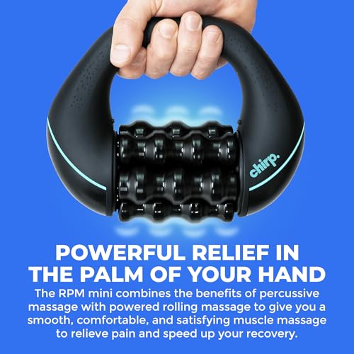 Chirp RPM Mini - Rolling Percussive Massager, Percussive Therapy, Whole Body Relief, Deep Tissue and Muscle Recovery, Percussion Massage, Rechargeable, Hands-Free Base, Powerful, 3-Speed Spin - style: RPM Mini