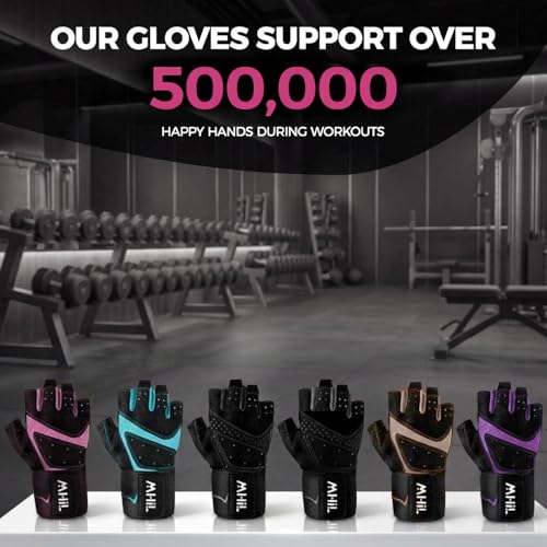 Workout Gloves for Women – Breathable Gym Gloves for Women with Palm Protection and Enhanced Grip – Padded Weight Lifting Glove for Womens with Wrist Wraps Support Weightlifting Exercise Cycling