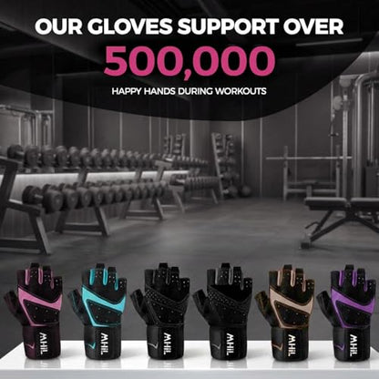 Workout Gloves for Women – Breathable Gym Gloves for Women with Palm Protection and Enhanced Grip – Padded Weight Lifting Glove for Womens with Wrist Wraps Support Weightlifting Exercise Cycling