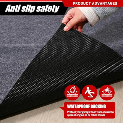 Garage Floor Mat 6x8 FT Waterproof Oil Spill Mat Non-Slip Backing Paking Mat for Under Car Washable Heavy Duty Floor Protector for Garage, Driveway - size: 6‘ x 8'