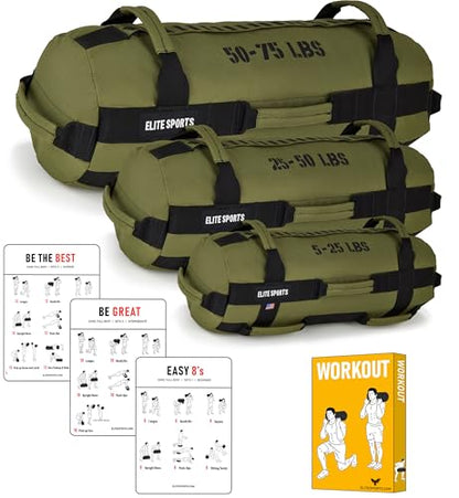 Elite Sports Workout Sandbag for Versatile, Intensive Core Muscles Fitness, Strength Training with Strategic Handle Placement (Unfilled)