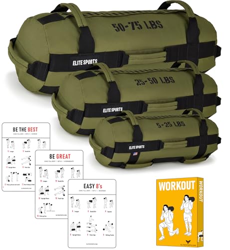 Elite Sports Workout Sandbag for Versatile, Intensive Core Muscles Fitness, Strength Training with Strategic Handle Placement (Unfilled)