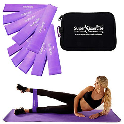 USA 14" x 3" Extra Long Latex Free Mini Loop Bands in 3, 5, 10 Pack Sets. 10 Strengths for Resistance Training, Stretching, Yoga, Toning. Plus an Exclusive iPhone App and E-Book. - color: q. Purple HEAVY+ Loop Band 10 Pack