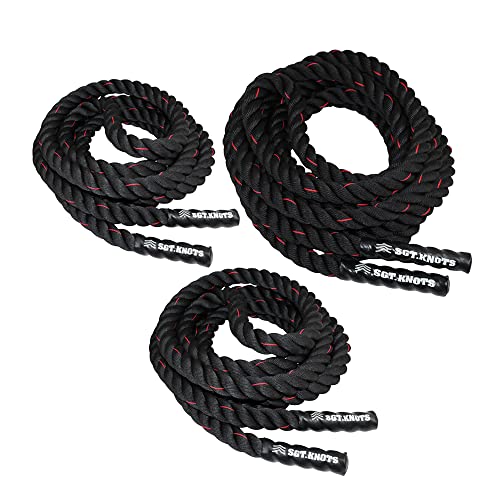 SGT KNOTS Twisted Battle Rope - Weighted Exercise Rope for Strength Training, CrossFit, Battling, Climbing & the Gym (1", 1.5", 2") - size: 1" x 40ft