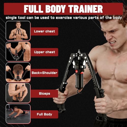 Hydraulic Twister Arm Trainer & Ab Roller, 2-in-1 Adjustable Chest Workout Equipment for 22-440lbs Resistance, Full Body Trainer for Men & Women