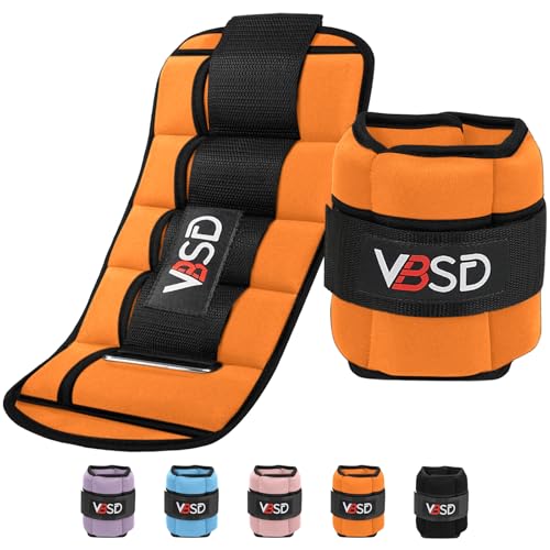 Adjustable Ankle Weights for Men Women, 2 4 6 8 10 lbs 1 Pair Leg Weight Straps, Weighted Ankle Weight Set with Removable Sandbags for Walking Running Yoga Physical Therapy Gym Home Workout - color: Orange, size: 5LBx2