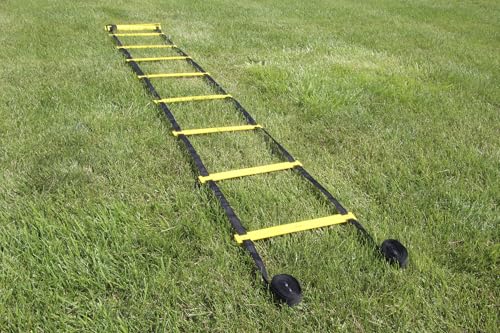 Sportime Agility Ladder Single Wide Rungs, 29-1/2 Feet x 16-1/2 Inches, Yellow/Black