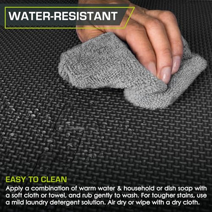 ProsourceFit Weaved Pattern Extra Thick Exercise Puzzle Mat 1-inch, EVA Foam Interlocking Tiles for Protective, Cushioned Flooring for Home and Gym Equipment; Black, 24 SQ FT, 6 Tiles