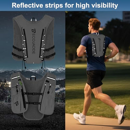 BECOJADDE Running Vest for Women Men, 5L/6L Lightweight Hydration Backpack Running Pack for Marathon, Trail, Cycling, Hiking, Jogging - color: White